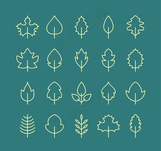 20款创意树叶图标矢量素材
