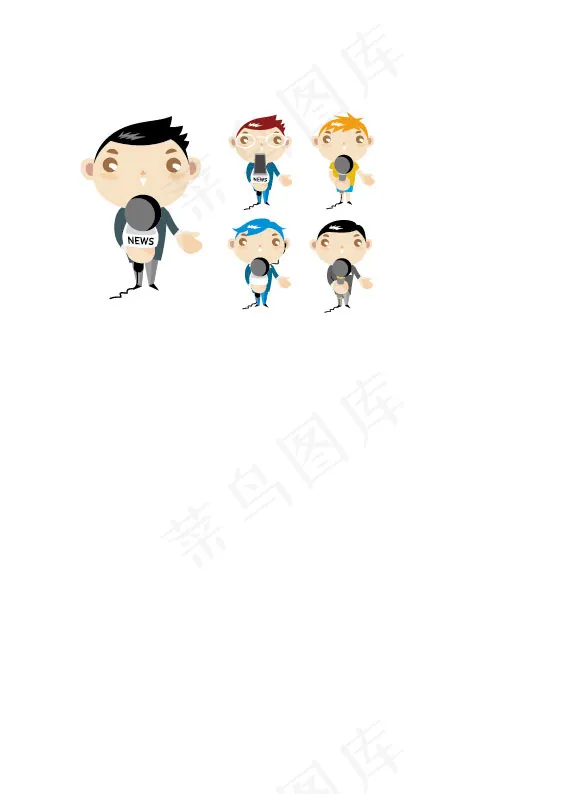 拿话筒的卡通男孩ai矢量模版下载