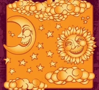 可爱的太阳、月亮和星星装饰背景矢量...