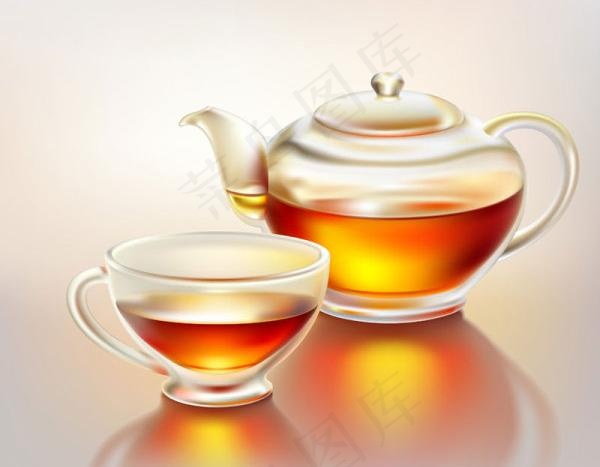 写实茶杯矢量素材eps,ai矢量模版下载
