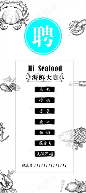 海鲜大咖招聘展架