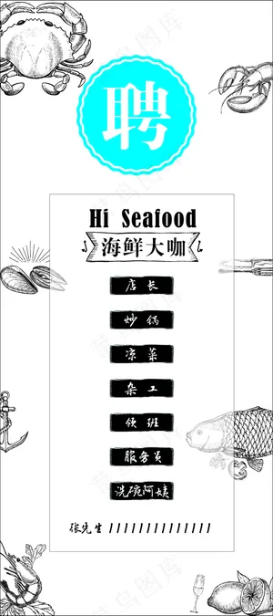 海鲜大咖招聘展架