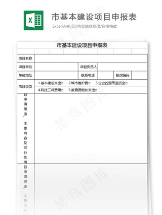 市基本建设项目申报表格