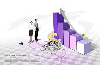 信息图表货币符号与职业人物