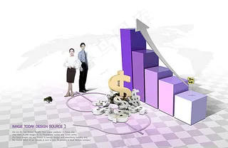 信息图表货币符号与职业人物
