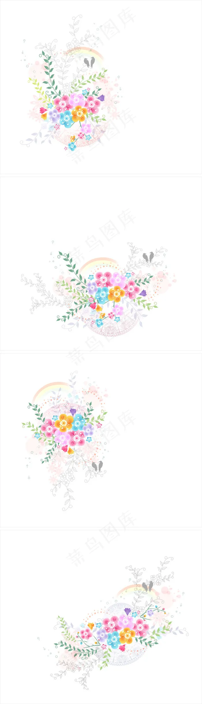 绚丽花朵植物花纹背景矢量图ai矢量模版下载