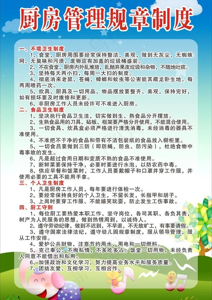 厨房管理规章制度图片psd模版下载
