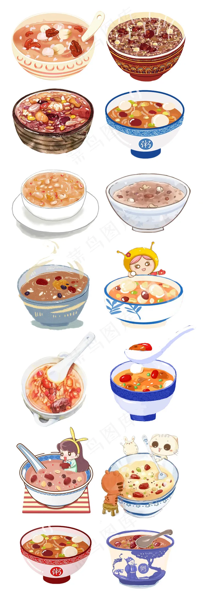 2018可爱卡通手绘腊八节腊八粥免...psd模版下载