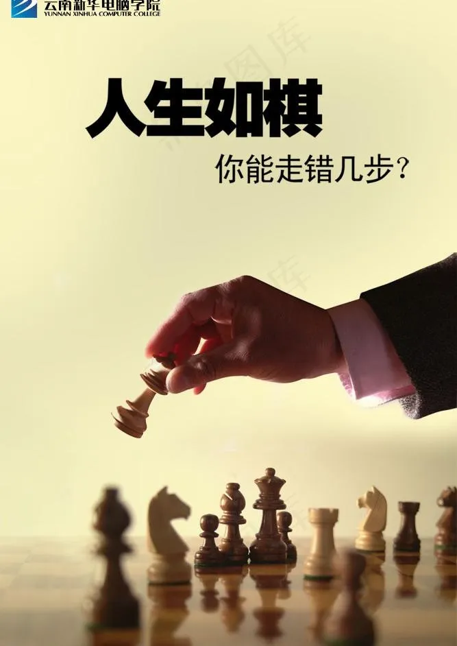 学校励志海报张贴 象棋人生图片