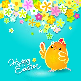 小鸡花纹矢量图