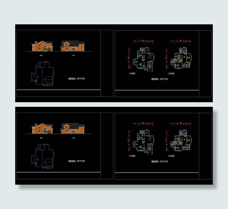 别墅平立面图cad图