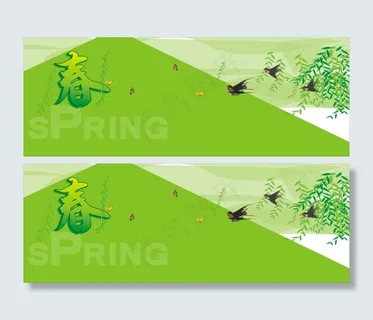 春天风景柳树矢量素材