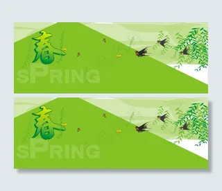 春天风景柳树矢量素材