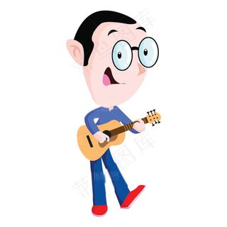 弹吉他孩子乐队设计矢量素材