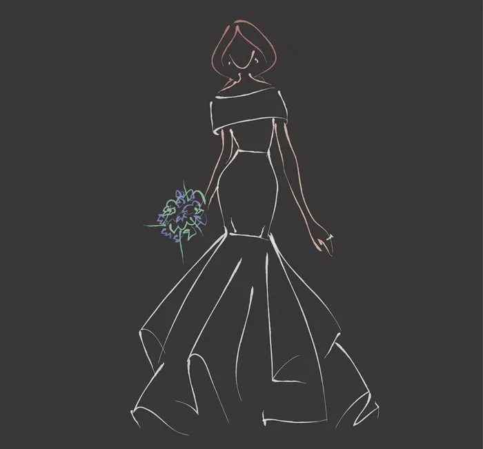 美女剪影婚纱礼服素材图案插画ai矢量模版下载