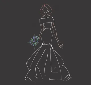 美女剪影婚纱礼服素材图案插画