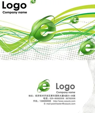 绿色线条网络信息名片psd素材