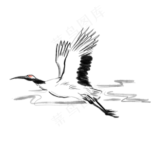 水墨中国风仙鹤云纹元素水墨中国风仙鹤云纹元素