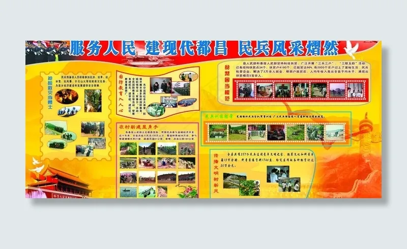 人武部周年展板图片(5669X2835(DPI:72))psd模版下载