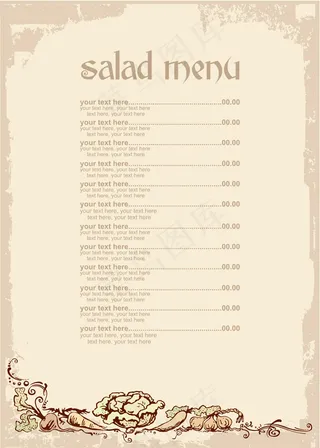 淡雅菜单矢量图