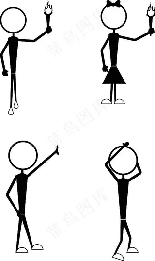 举火炬的卡通男生女生