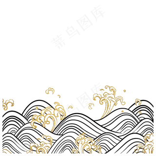 日本浮世绘海浪金箔纹