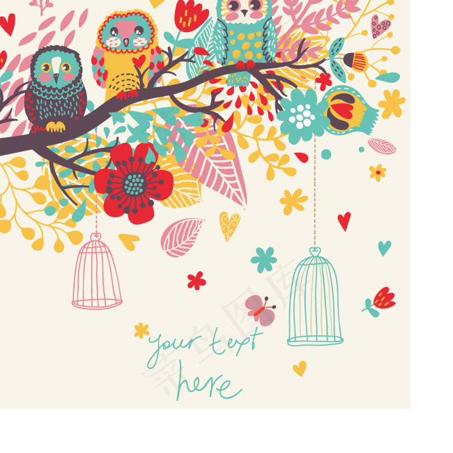 卡通矢量猫头鹰