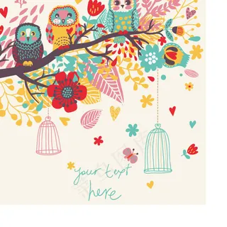 卡通矢量猫头鹰