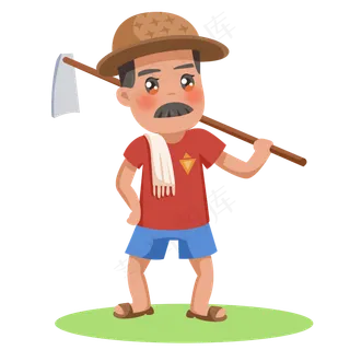 卡通劳动节扁平系职业人物之农民卡通劳动节扁平系职业人物之农民,免抠元素