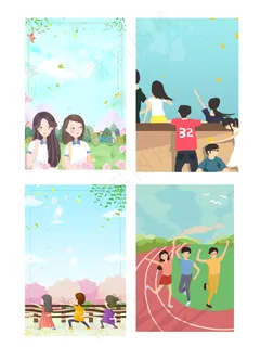 手绘人物插画五四青年节海报背景元素 手绘人物插画五四青年节海报背景元素