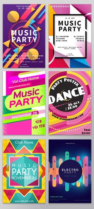 6款炫彩时尚音乐会音乐矢量背景设计...