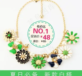 小清新绿色花项链主图图片