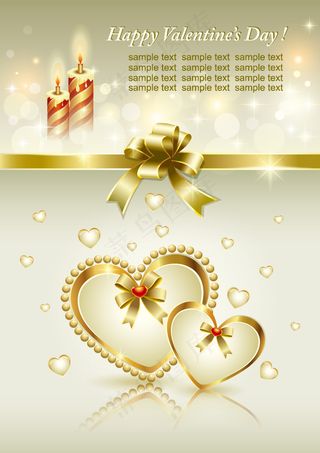 金边心型背景矢量素材