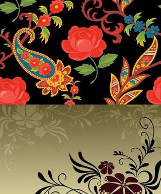 2个精美的花纹平铺背景矢量素材