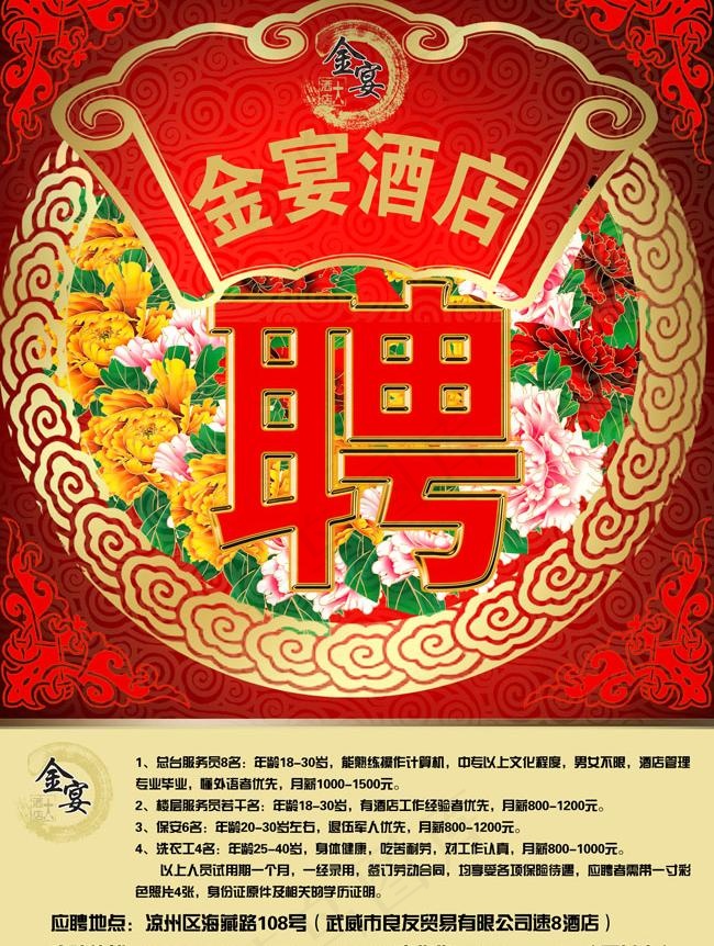 酒店招聘广告设计(2480X3508(DPI:300))psd模版下载