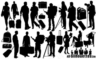 14个旅行人剪影矢量材料