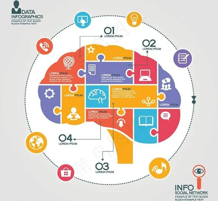 人脑大脑结构设计图片eps,ai矢量模版下载