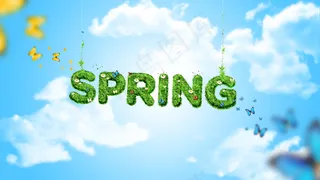 Spring春天英文字体PSD分层