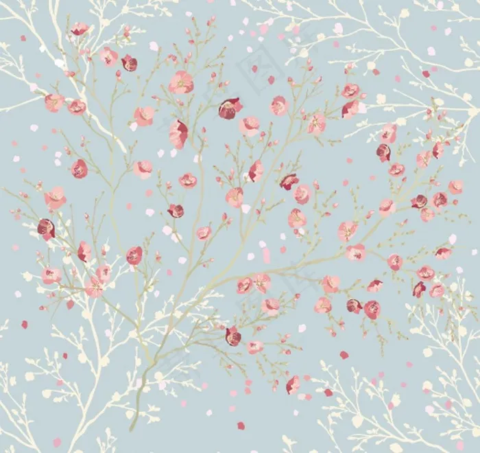 春天树枝花朵图片eps,ai矢量模版下载