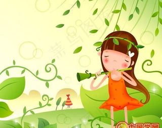 2款可爱卡通女孩矢量素材