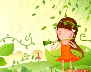 2款可爱卡通女孩矢量素材