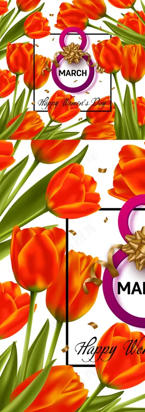 红色郁金香花朵背景矢量素材