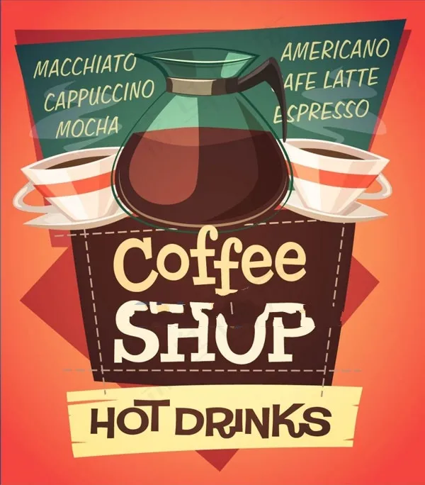 咖啡馆宣传海报设计ai矢量模版下载