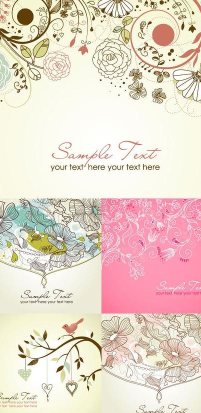 清爽风格花纹背景矢量素材