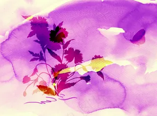 手绘小花紫色泼墨底色PSD文件