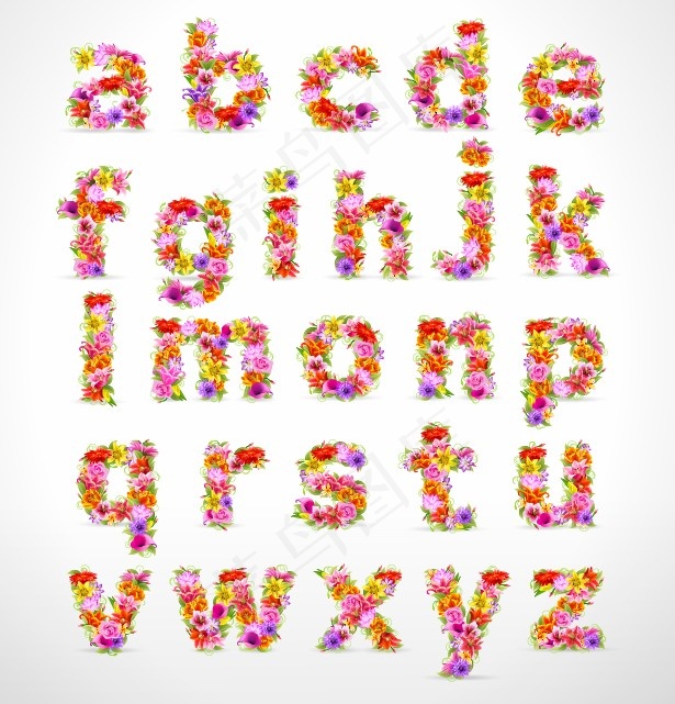 精巧玲珑的花和信件03矢量