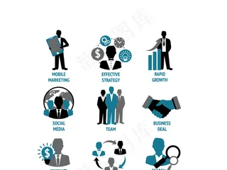 默认信息图标商务人士设置PPT海报...