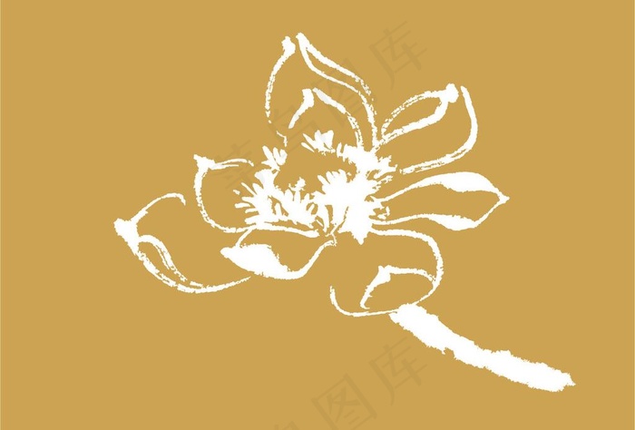 荷花白描图片ai矢量模版下载