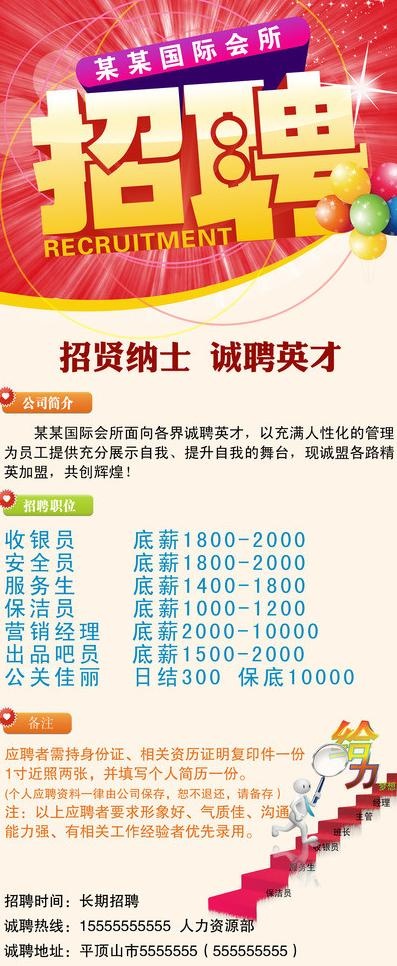 国际会所招聘展架图片