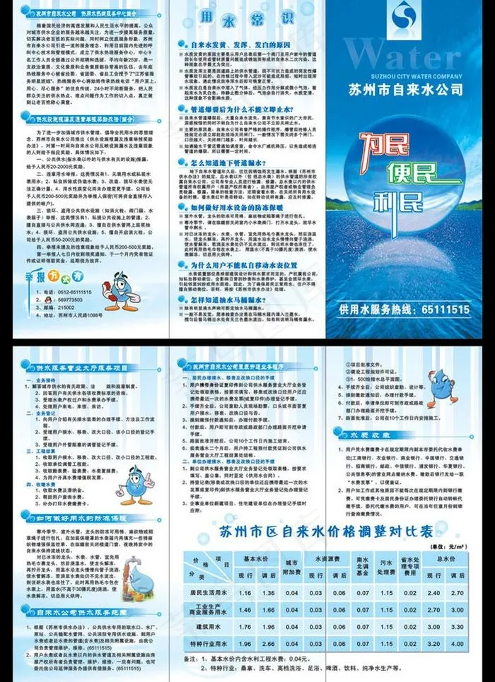 用水常识三折页图片cdr矢量模版下载